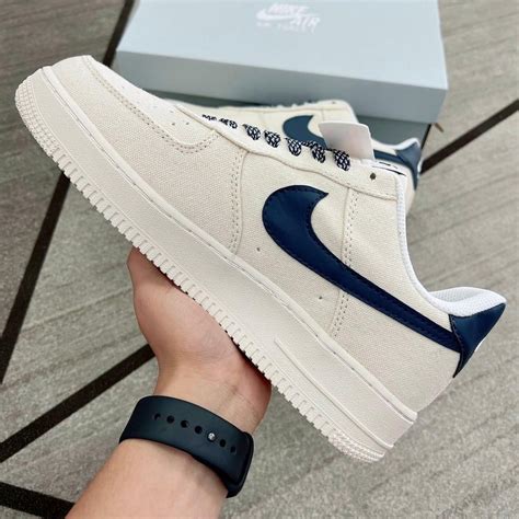 Mua Giày Air Force 1 Canvas Navy Giày Thể Thao Nike AF1 Vải Canvas Vệt Than Phối Đồ Nam Nữ Hot