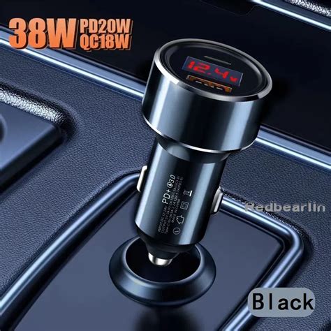 Carregamento Rápido Rápido 38W PD20W USB C Carregador De Carro Liga De