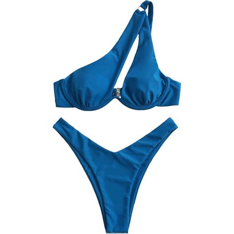 Mo Finance Lilosy Sexy Underwire One Shoulder Bikini High Cut Brazilian Swimsuit Set