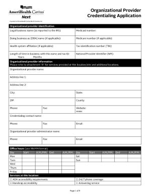 fillable  standardized credentialing form part  agency