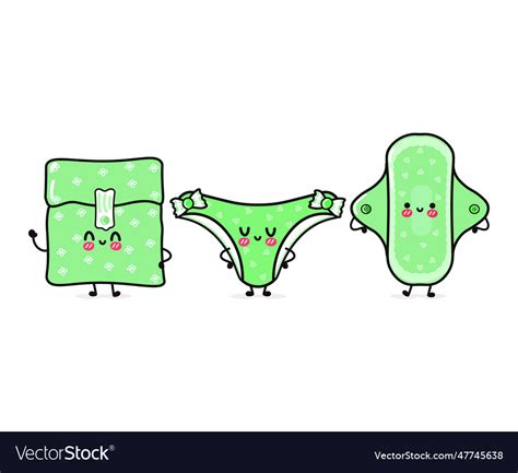 Cute Green Panties And Menstrual Pad Hand Vector Image