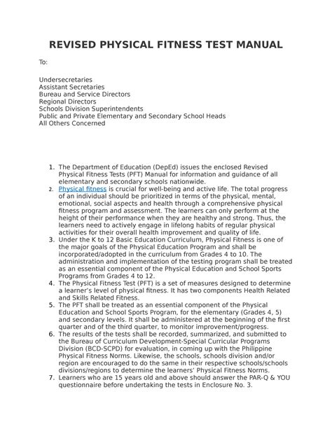 Physical Fitness Test Standards For High School at Chad Frierson blog