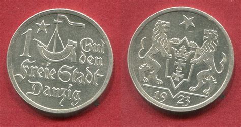 Danzig 1 Gulden 1923 Kogge Silber Vz Prfr Kl Fleck MA Shops