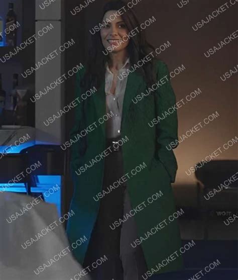 Sex Life S Sarah Shahi Green Coat New Women Green Textured Coat
