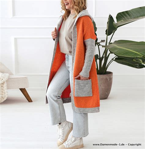 Neuheiten Lange Patchwork Strickjacke Cardigen Mit Kapuze In