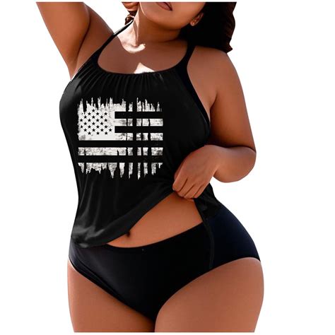 Pstuiky Swim Suits For Women Women Plus Size Floral Print Bikini Swimsuit With Chest Pads