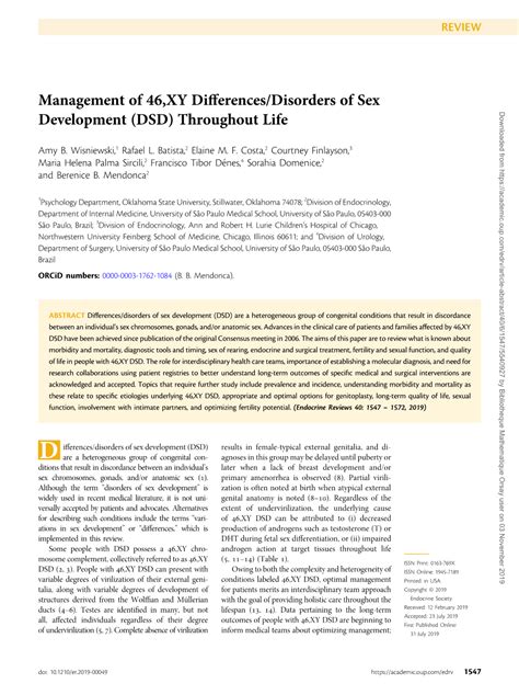 Management Of 46xy Differencesdisorders Of Sex Development Dsd Throughout Life Docslib