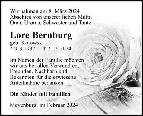 Traueranzeigen Von Lore Bernburg Trauer Anzeigen De