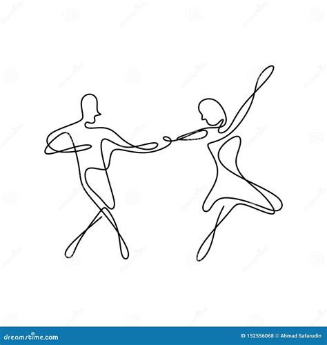 Continuous Line Drawing Of A Man And A Woman Are Dancing The Concept