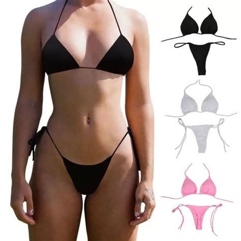 Sexy Mini Micro Thong Underwear G String Bra Set Bikini Swimwear Nightwear Women Eur