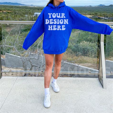 Gildan 18500 Royal Blue Hoodie Mockup Oversized Hoodie Etsy