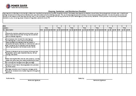 Disinfection Checklist | PDF | Public Health | Safety