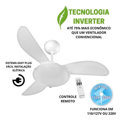 Ventilador Teto Ventisol Sunny Inverter C Remoto Branco Biv Frete grátis