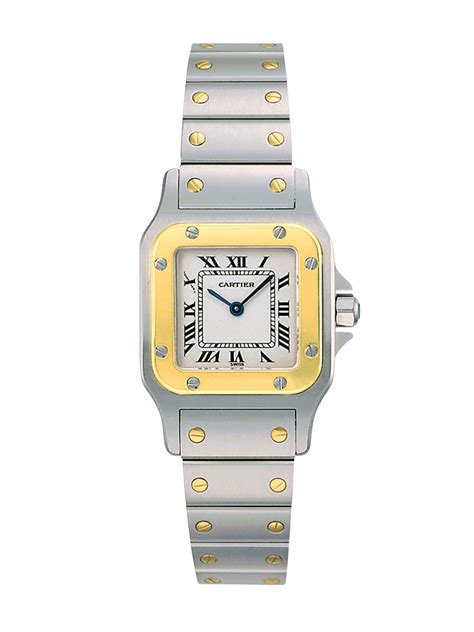 Cartier Santos De Galbée Small Stainless Steel And 18k Yellow Gold