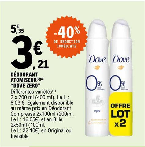 Promo D Odorant Atomiseur Dove Zero Chez E Leclerc Icatalogue Fr