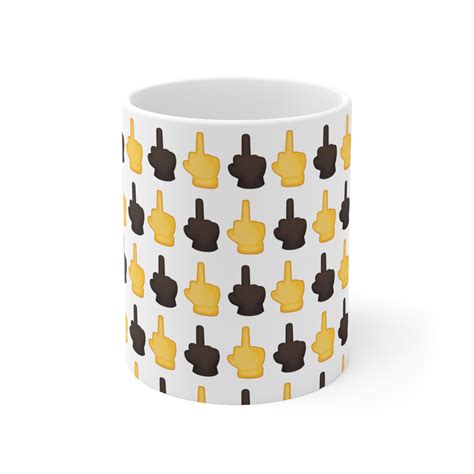 Middle Finger Fuck You Emoji Yellow Black Ceramic Mug Oz Etsy