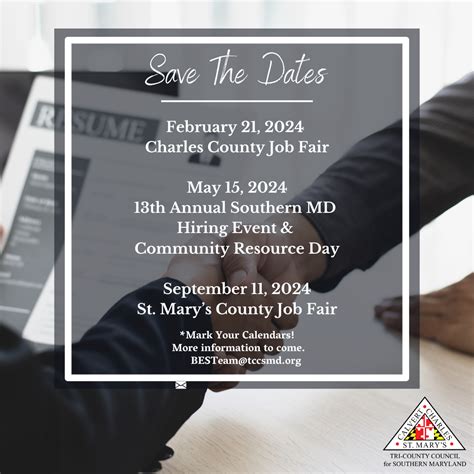 Save The Dates Southern Maryland County Job Fairs Calvert Library