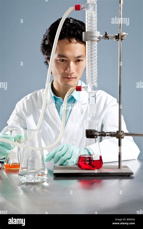 Lab Technician Watching Laboratory Condenser Hi Res Stock Photography