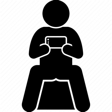 Man Phone Sit Down Stream Streaming Video Watching Icon
