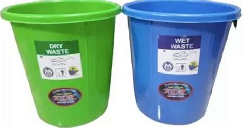 Blue Green Cylindrical Plastic Dust Bin For Home Capacity