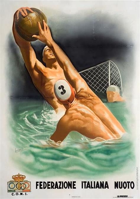 Gino Boccasile Vintage Swimmer Soccer Poster Vintage Advertisements