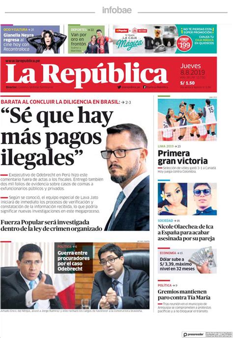 La Republica Peru 08 De Agosto De 2019 Infobae