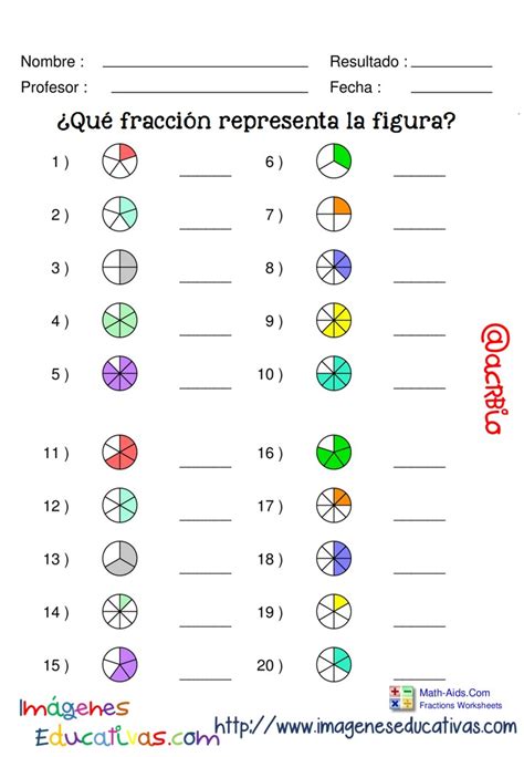 Fichas Ejercicios De Fracciones Con Soluciones 6 Imagenes Educativas