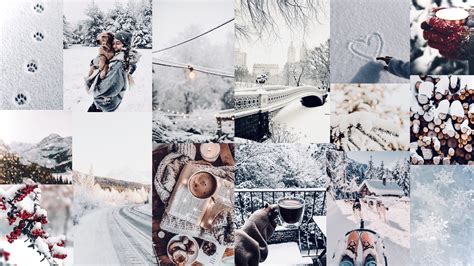 Winter Aesthetic Laptop Wallpaper Collage