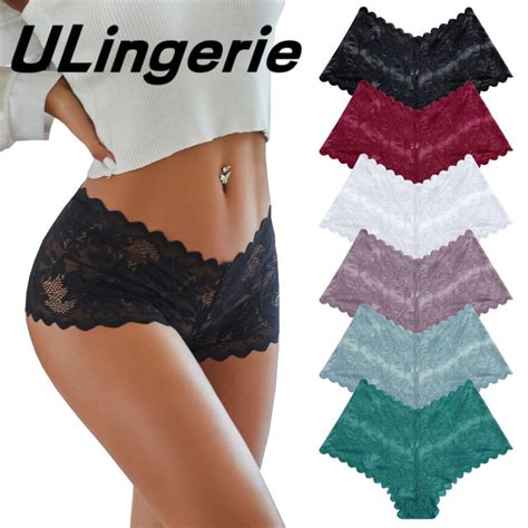 Ulingerie Women Lace Panties V Waist Design Lingerie Sexy Floral