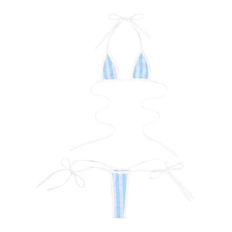 Women Extreme Mini Micro Bikini Set Lace Up Bra With G String Brazilian Swimwear Ebay