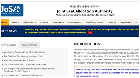 Josaa Counseling Round Result To Be Released Today At Josaa Nic