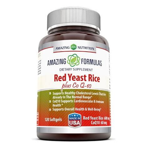 Amazing Nutrition Amazing Formulas Red Yeast Rice Plus Coq10 600mg Red Rice Yeast Extract