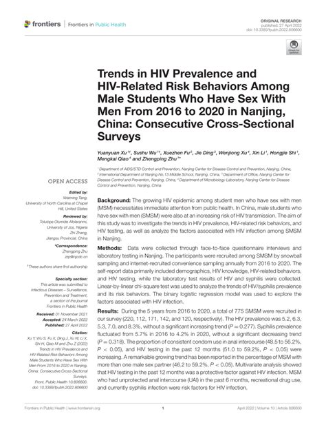 Pdf Trends In Hiv Prevalence And Hiv Related Risk Behaviors Among Male Students Who Have Sex