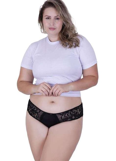 Calcinha Caricia Plus Size Microfibra Concept Lingerie Preto Preto