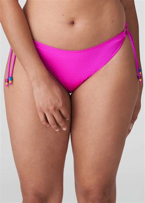 Bikini slip taille basse à Ficelles cactus flower