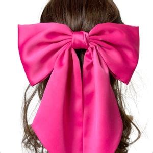 Giant Pink Bow, Pink Satin Hair Bow, Oversized Hair Bow, Hair Bow for Women, Adult Hair Bow ...