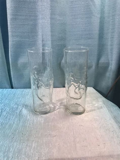 VINTAGE PAIR LIBBEY La Femme D Naked Nudes Tall Cooler Glass Vase PicClick UK