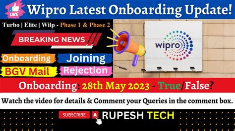 Wipro Onboarding Update Turbo Elite Wilp Onboarding Th May