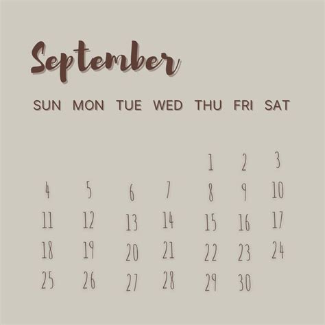 September 2022 Simple Aesthetic Beige Calendar In 2022 September