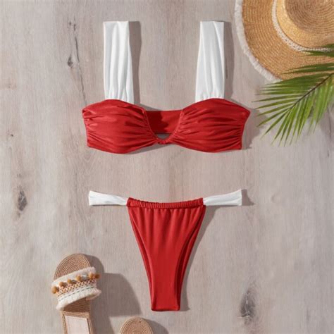 Red Bikini Set Cheeky Bottom Swimwear India