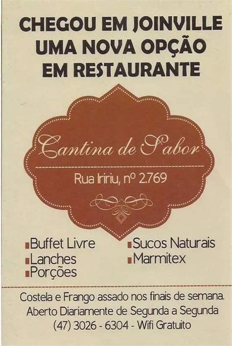 Menu At Restaurante Cantina Do Sabor Joinville