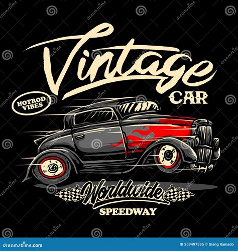 Vector Of Vintage Car Custom Illustration Stock Illustration