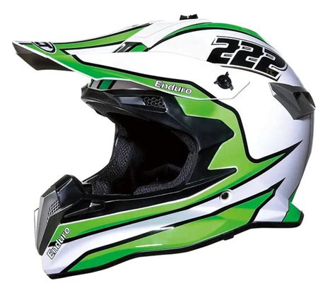 White, Green & Black Dirt Bike Motorcycle Helmet