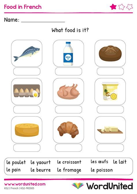 Food In French Food In French Learn French Fast French Worksheets