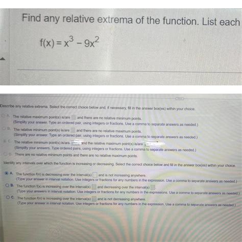 Solved Find Any Relative Extrema Of The Function List Each