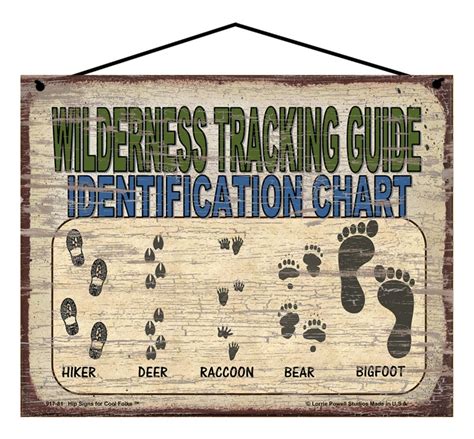 Bigfoot Themed Sign Wilderness Tracking Guide Identification Chart