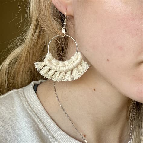 Macrame Hoop Earrings Macrame Earrings Macrame Hoops Etsy