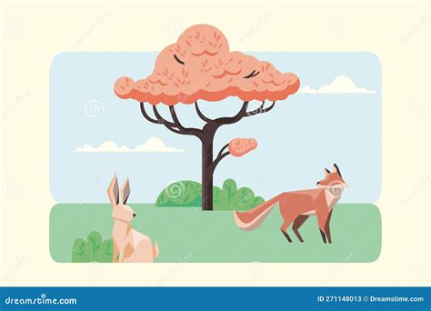 rabbit  fox animals stock vector illustration  animal
