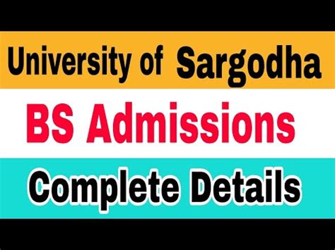 University Of Sargodha Admissions Open BS Programs 2023 Uni Of Sargodha