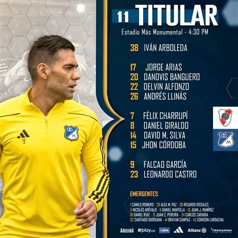 Falcao Titular Así Va Millonarios Ante River Plate Bolavip Colombia